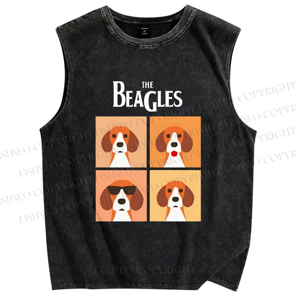Unisex The Beagles Printed Washed Tank Top
