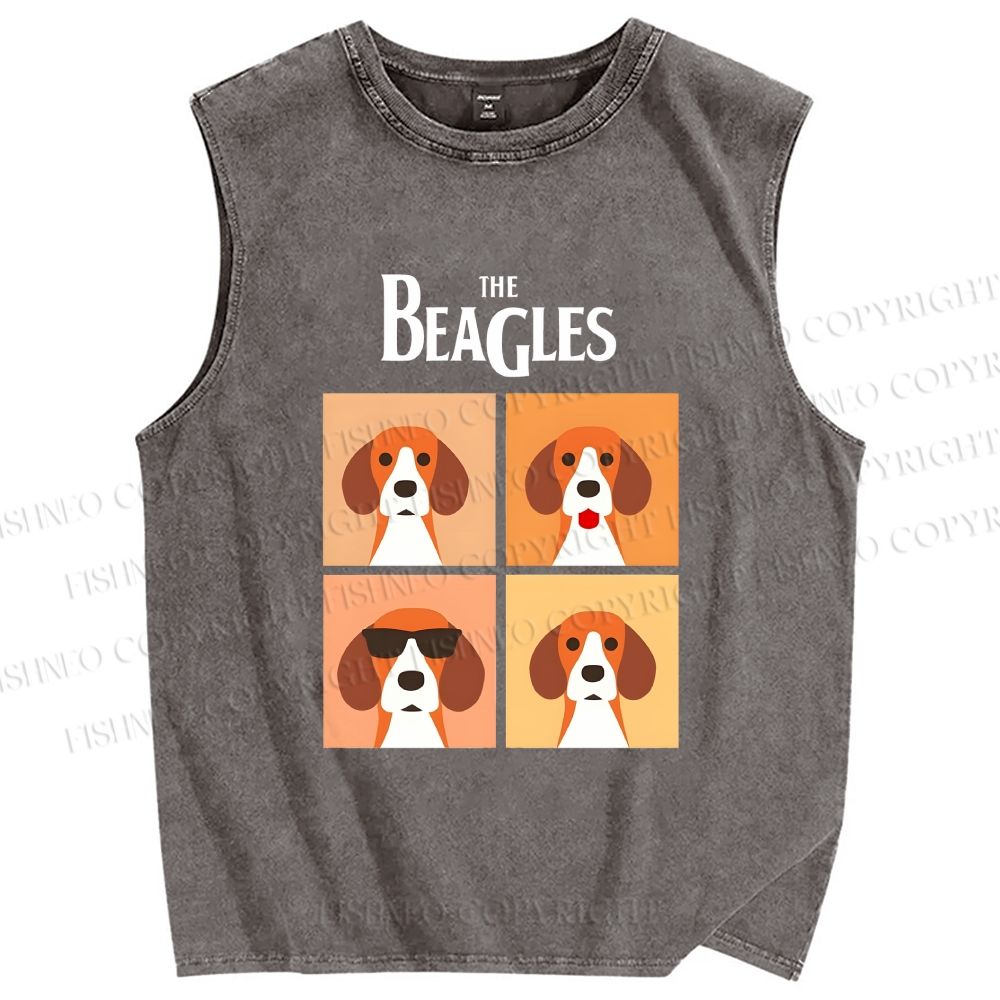 Unisex The Beagles Printed Washed Tank Top