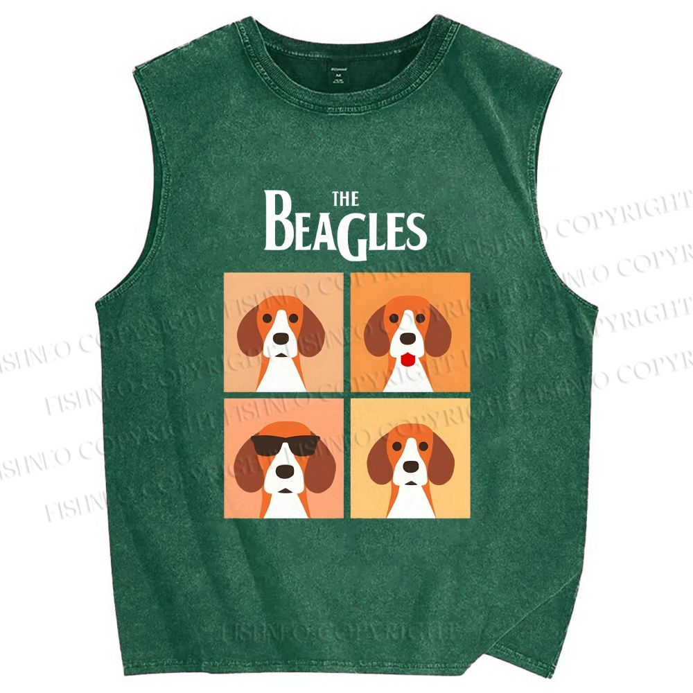 Unisex The Beagles Printed Washed Tank Top