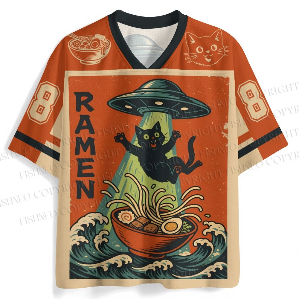 UFO Ramen Cat Japanese Jersey Shirts