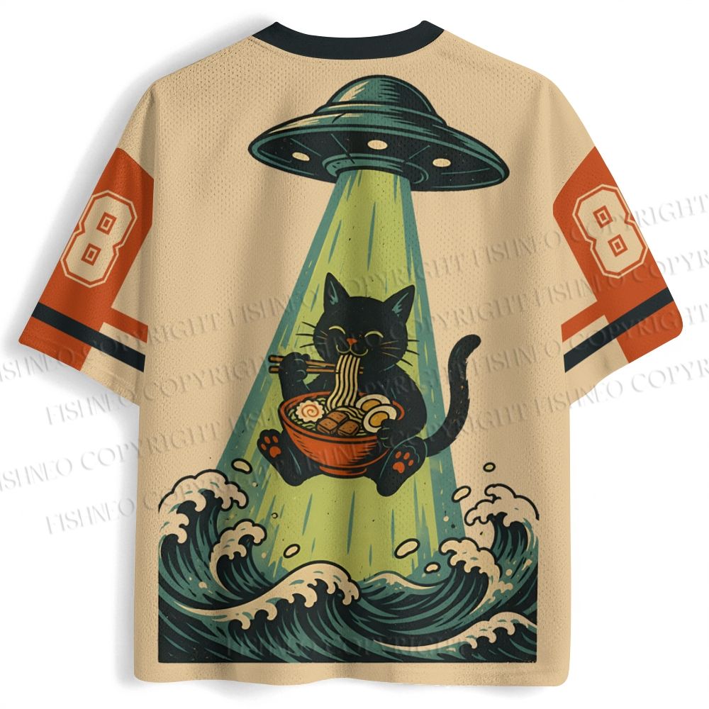 UFO Ramen Cat Japanese Jersey Shirts