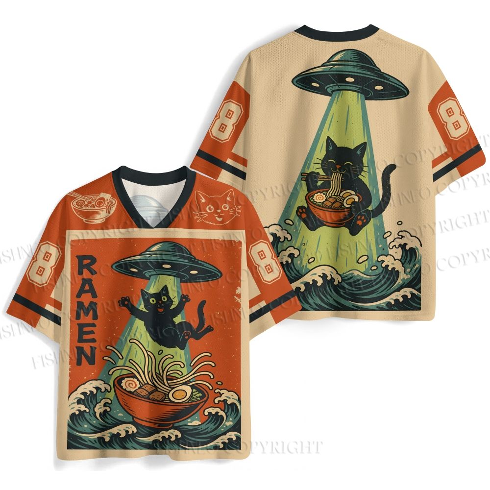 UFO Ramen Cat Japanese Jersey Shirts