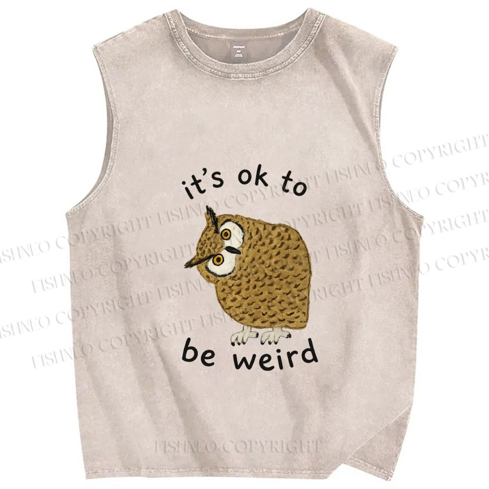 Unisex it's ok  to be wired Printed Washed Tank Top