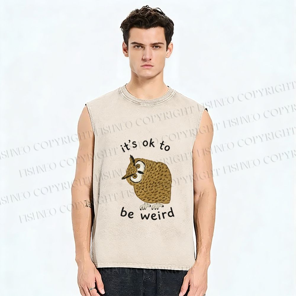 Unisex it's ok  to be wired Printed Washed Tank Top