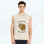 Unisex it's ok  to be wired Printed Washed Tank Top