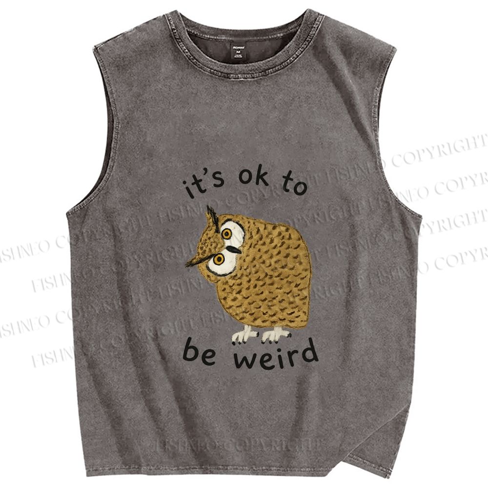 Unisex it's ok  to be wired Printed Washed Tank Top