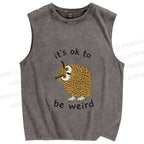 Unisex it's ok  to be wired Printed Washed Tank Top