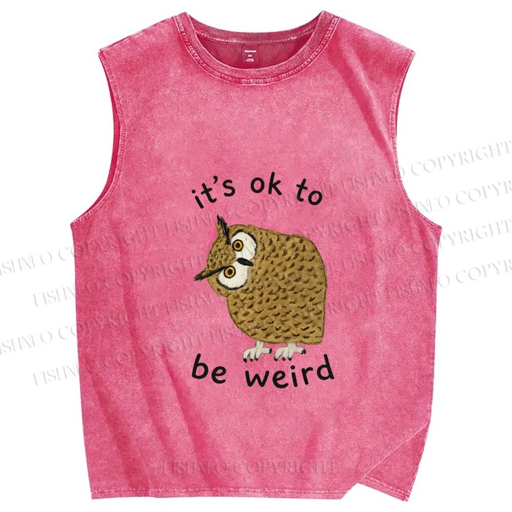 Unisex it's ok  to be wired Printed Washed Tank Top