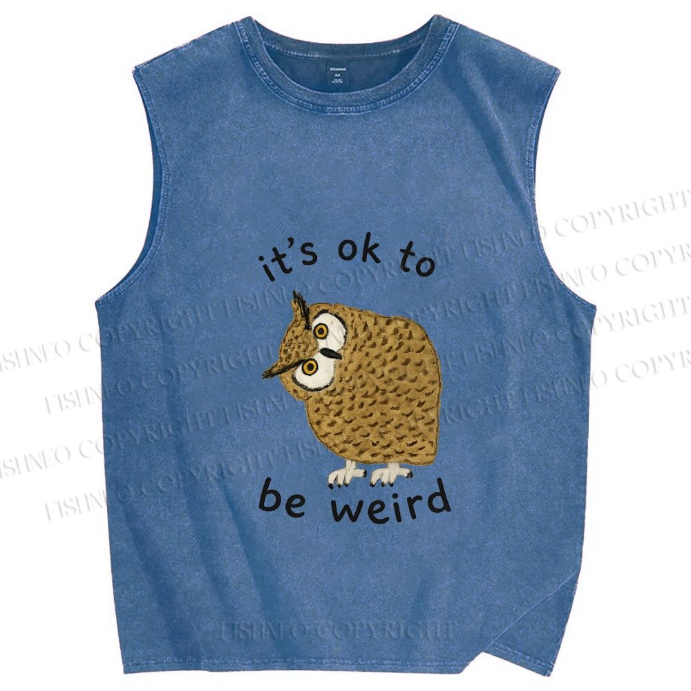 Unisex it's ok  to be wired Printed Washed Tank Top