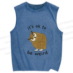 Unisex it's ok  to be wired Printed Washed Tank Top