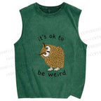 Unisex it's ok  to be wired Printed Washed Tank Top