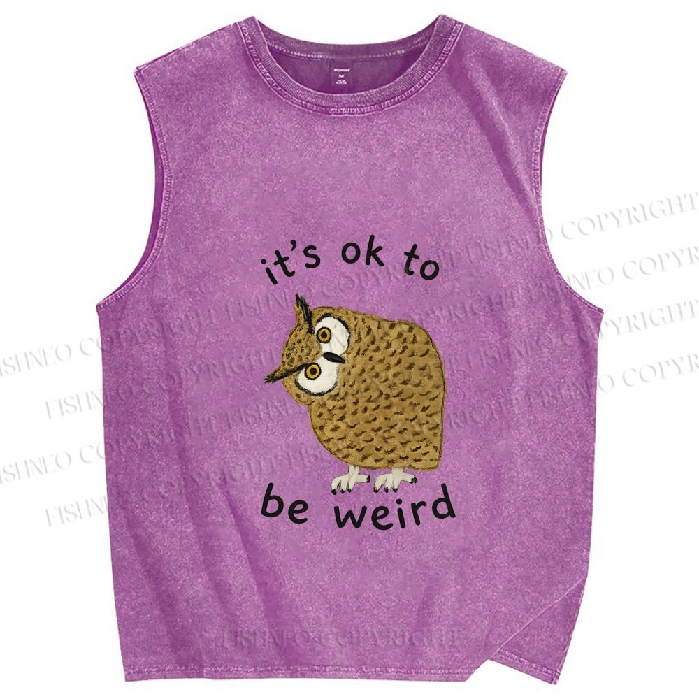 Unisex it's ok  to be wired Printed Washed Tank Top