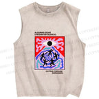 Unisex Abstract Eye Printed Washed Tank Top
