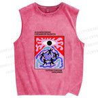 Unisex Abstract Eye Printed Washed Tank Top