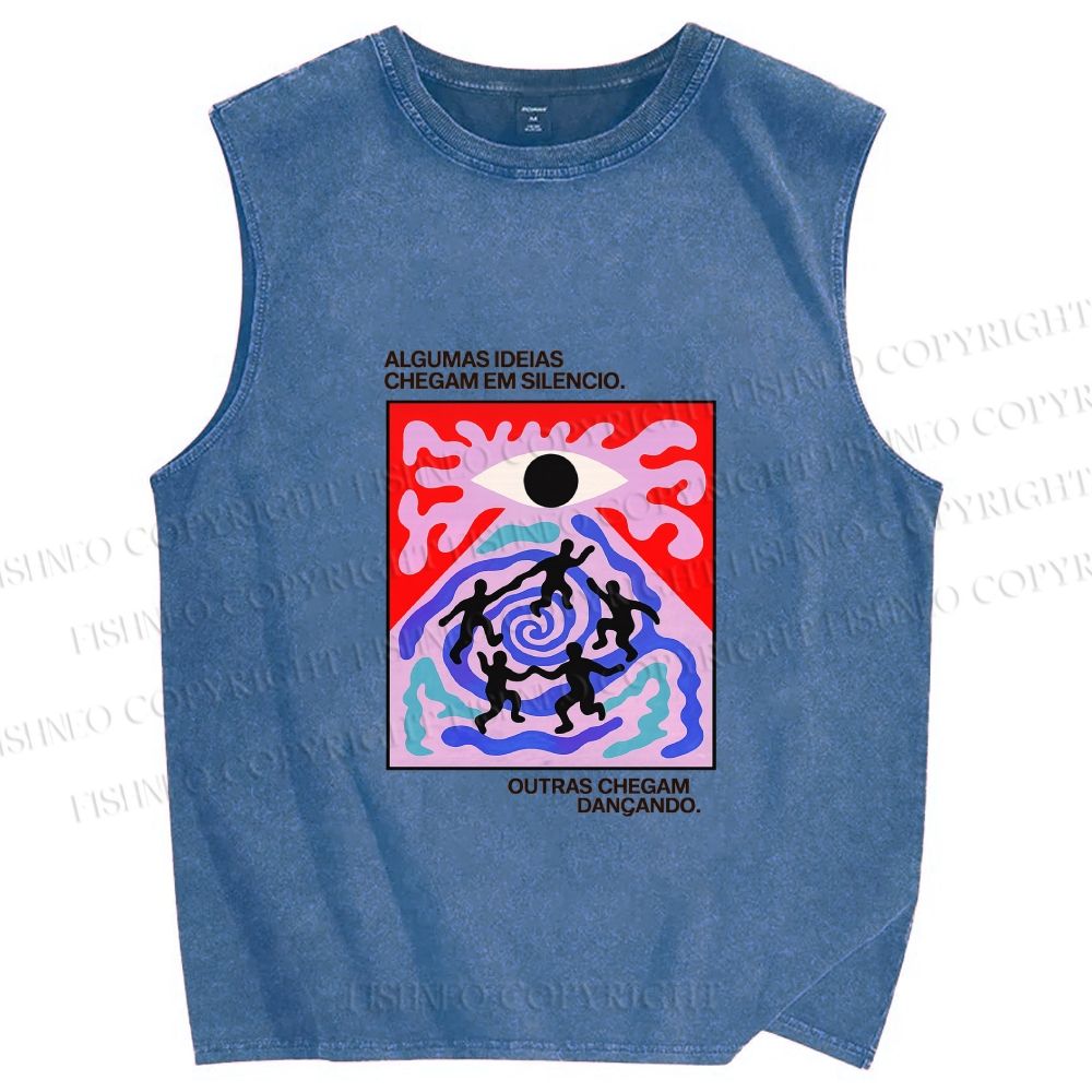 Unisex Abstract Eye Printed Washed Tank Top