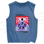 Unisex Abstract Eye Printed Washed Tank Top