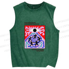 Unisex Abstract Eye Printed Washed Tank Top