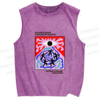 Unisex Abstract Eye Printed Washed Tank Top