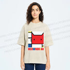 Unisex Meowndrian Printed Washed Tee