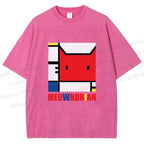 Unisex Meowndrian Printed Washed Tee