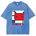 Unisex Meowndrian Printed Washed Tee