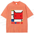 Unisex Meowndrian Printed Washed Tee