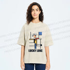 Unisex Lucky Luke Mondrian Printed Washed Tee