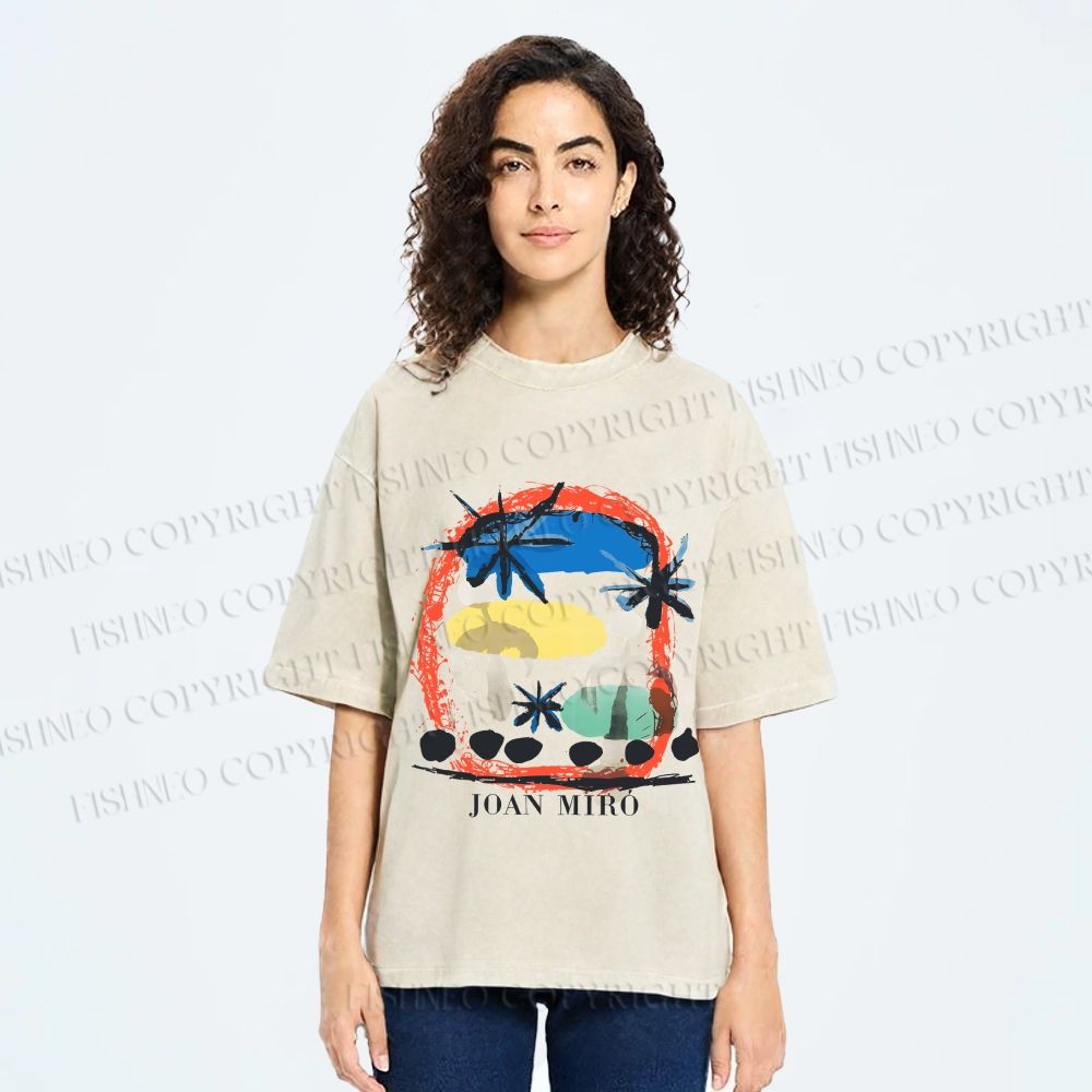 Unisex Joan Miro Constellations Printed Washed Tee