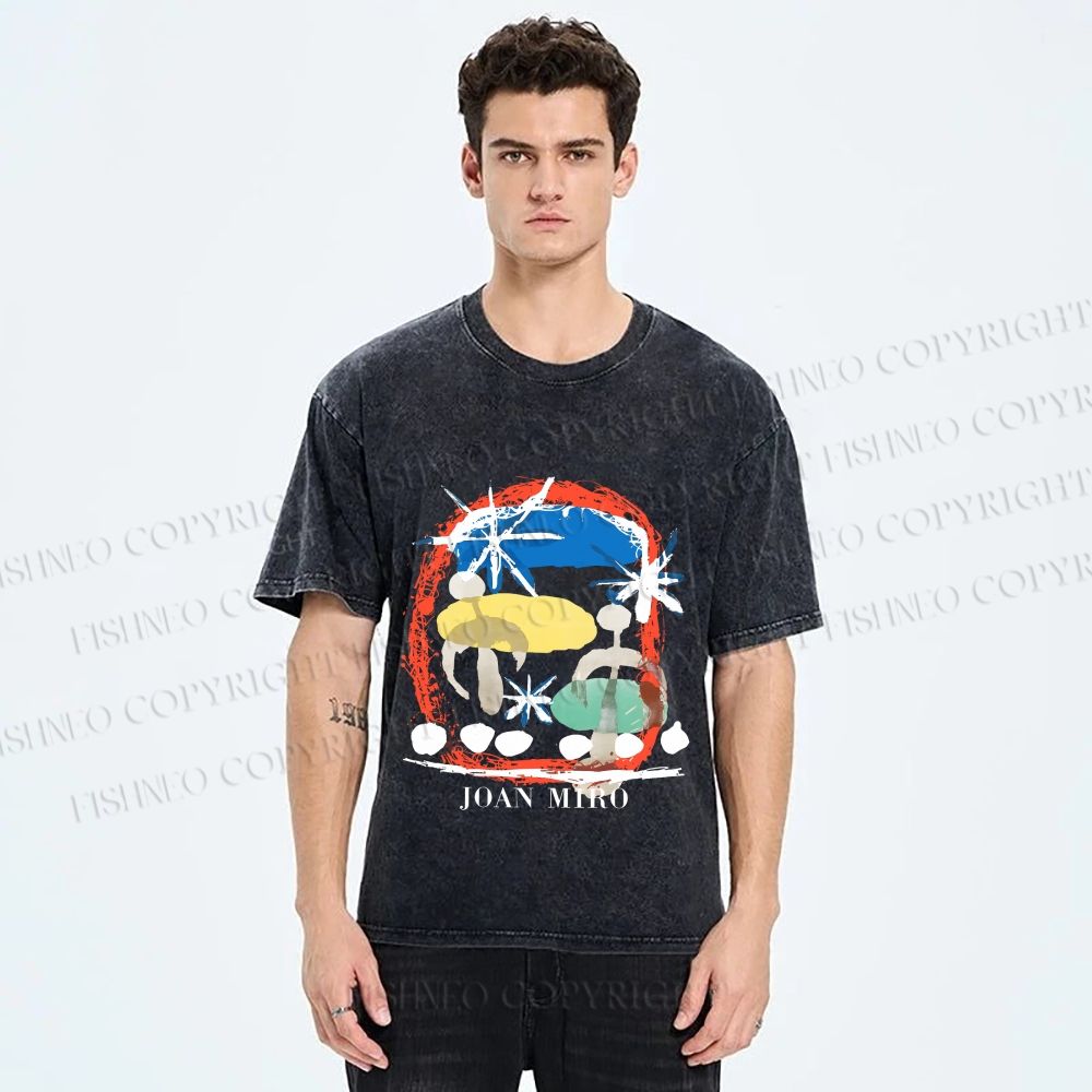 Unisex Joan Miro Constellations Printed Washed Tee