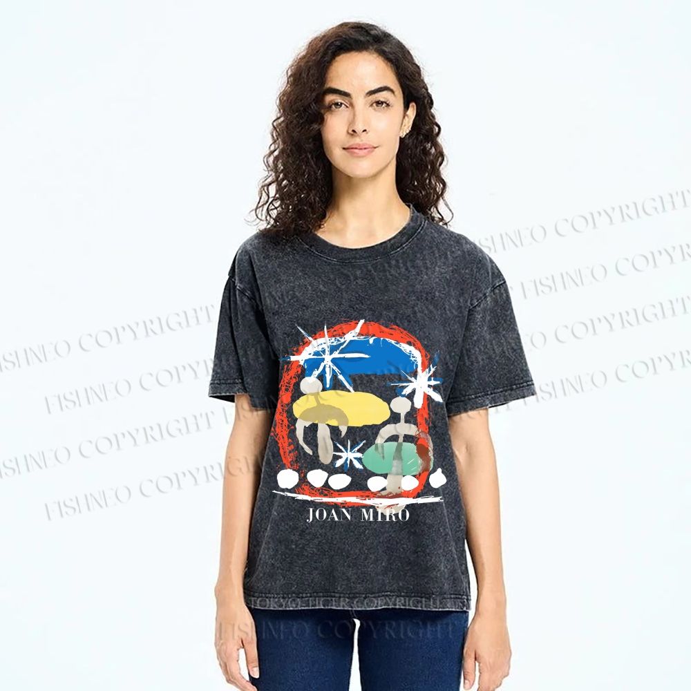 Unisex Joan Miro Constellations Printed Washed Tee