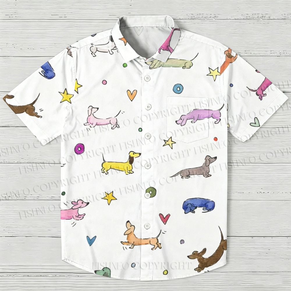 Multicolor Dachshund Dogs Hawaiian Shirt