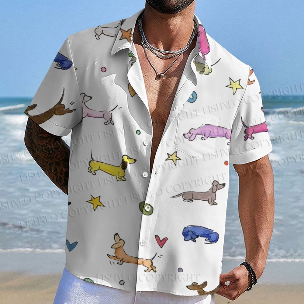 Multicolor Dachshund Dogs Hawaiian Shirt