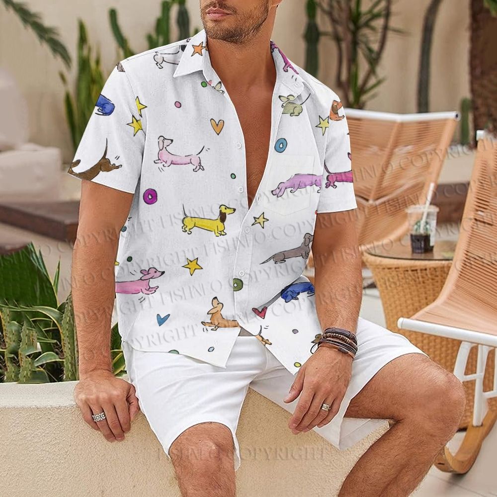 Multicolor Dachshund Dogs Hawaiian Shirt