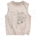 Unisex Line Cat Sorry For Never Call Printed Washed Tank Top