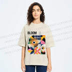 Unisex Flower Bloom Bauhaus Style Printed Washed Tee