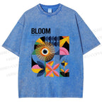 Unisex Flower Bloom Bauhaus Style Printed Washed Tee