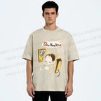 Unisex Yoshitomo Nara Slow Nerve Action Printed Washed Tee