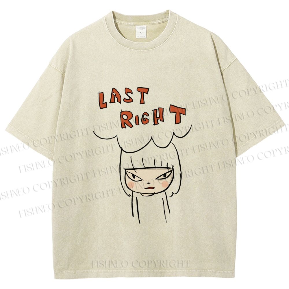 Unisex Yoshitomo Nara Last Right Printed Washed Tee