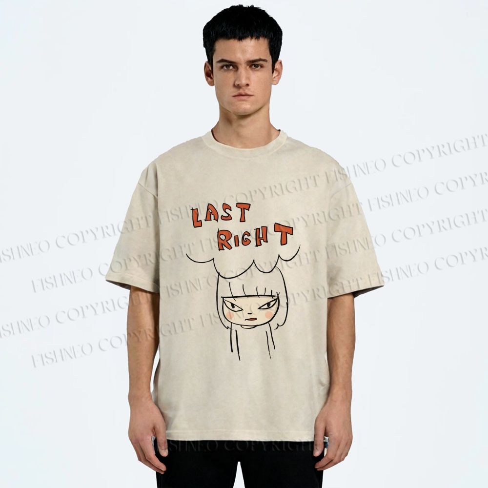 Unisex Yoshitomo Nara Last Right Printed Washed Tee
