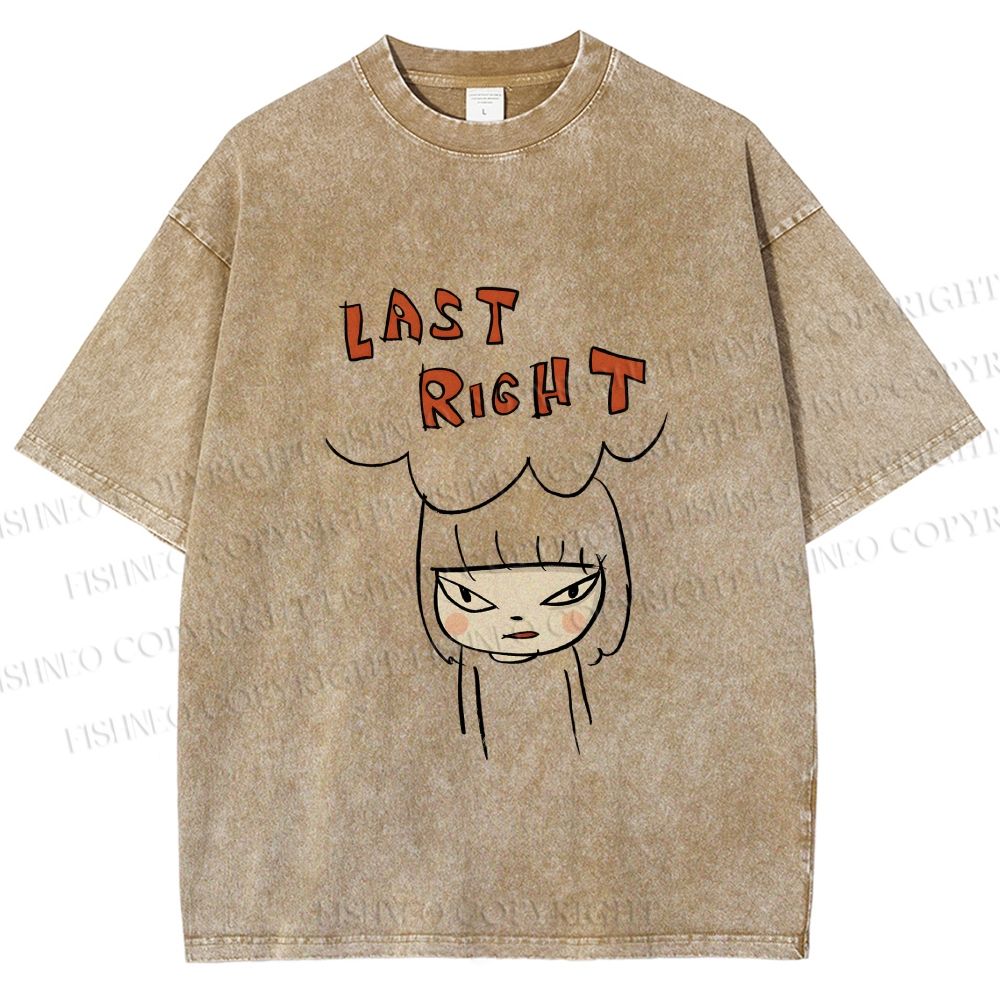 Unisex Yoshitomo Nara Last Right Printed Washed Tee