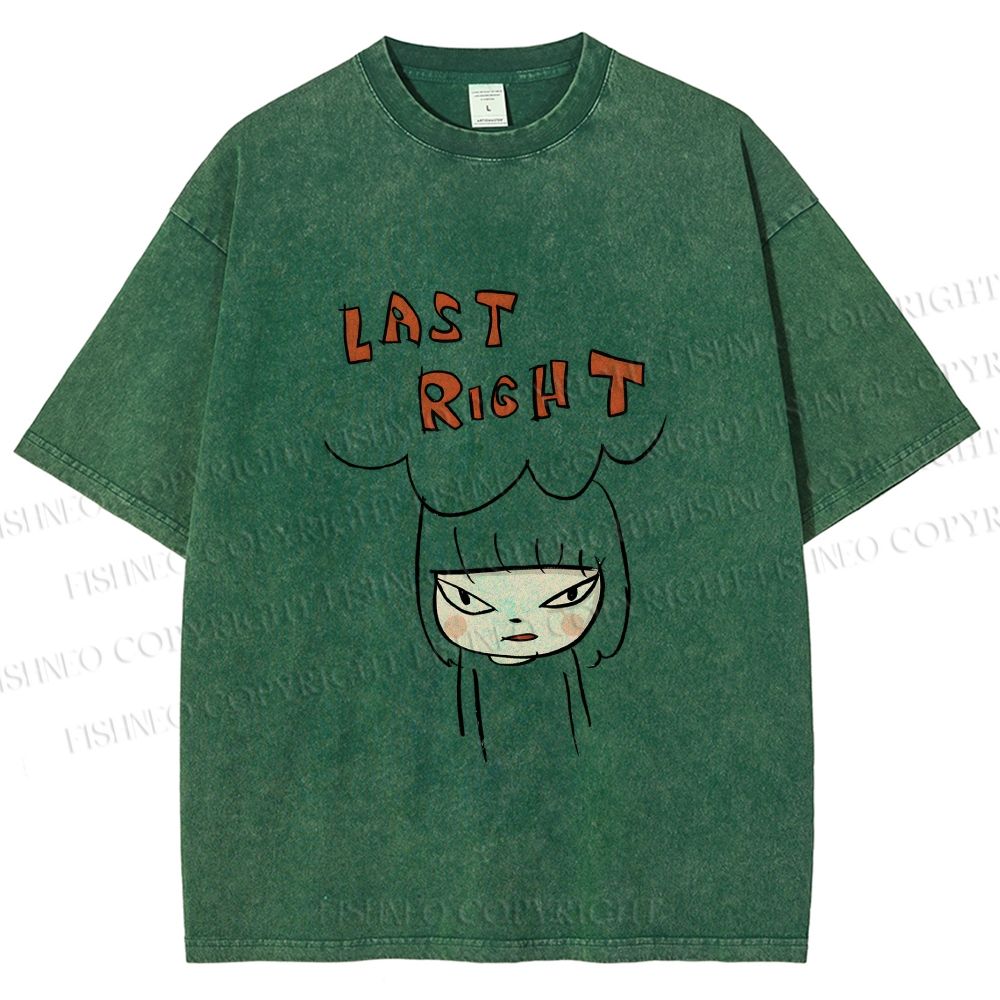 Unisex Yoshitomo Nara Last Right Printed Washed Tee