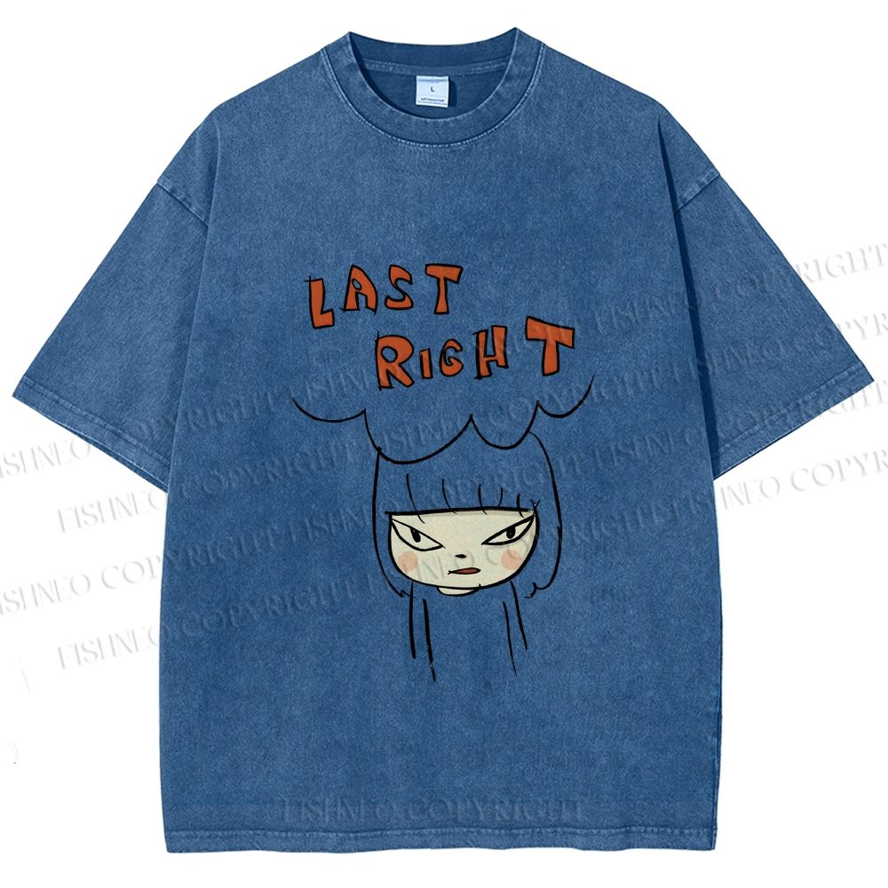 Unisex Yoshitomo Nara Last Right Printed Washed Tee