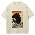 Unisex Cat wave Printed Washed Tee