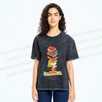 Unisex Yoshitomo Nara Got Books on Head Printed Washed Tee