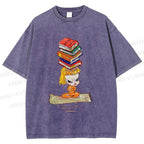 Unisex Yoshitomo Nara Got Books on Head Printed Washed Tee