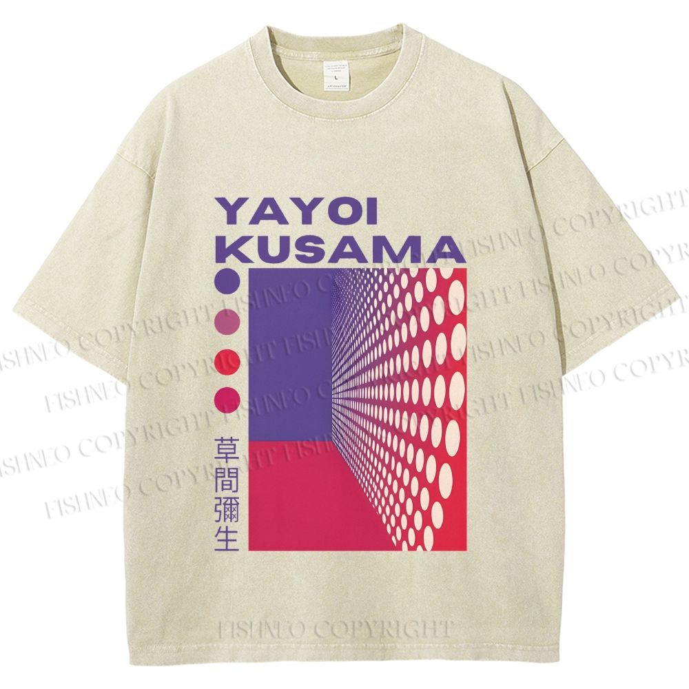 Unisex Yayoi Kusama Pink Wall With Dots Printed Washed Tee