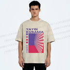 Unisex Yayoi Kusama Pink Wall With Dots Printed Washed Tee