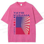 Unisex Yayoi Kusama Pink Wall With Dots Printed Washed Tee
