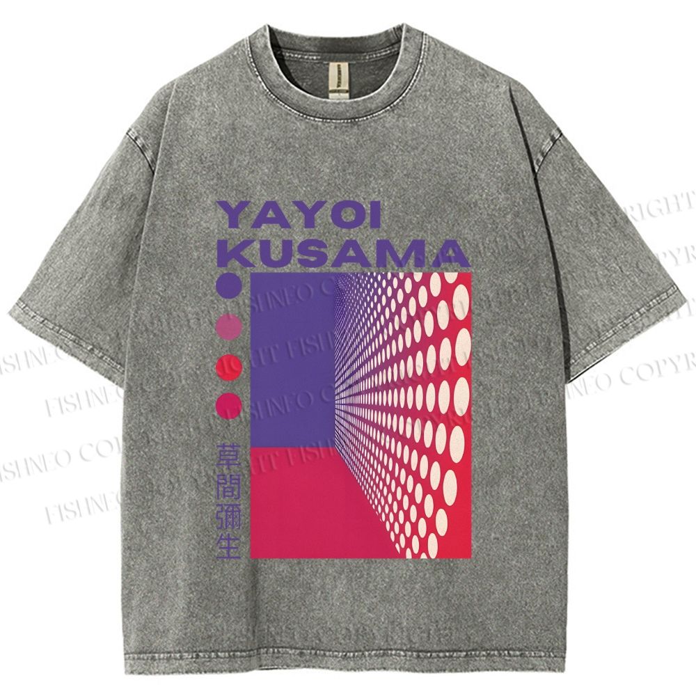 Unisex Yayoi Kusama Pink Wall With Dots Printed Washed Tee