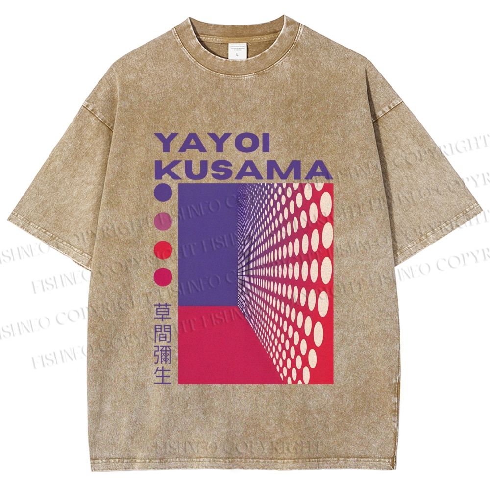 Unisex Yayoi Kusama Pink Wall With Dots Printed Washed Tee